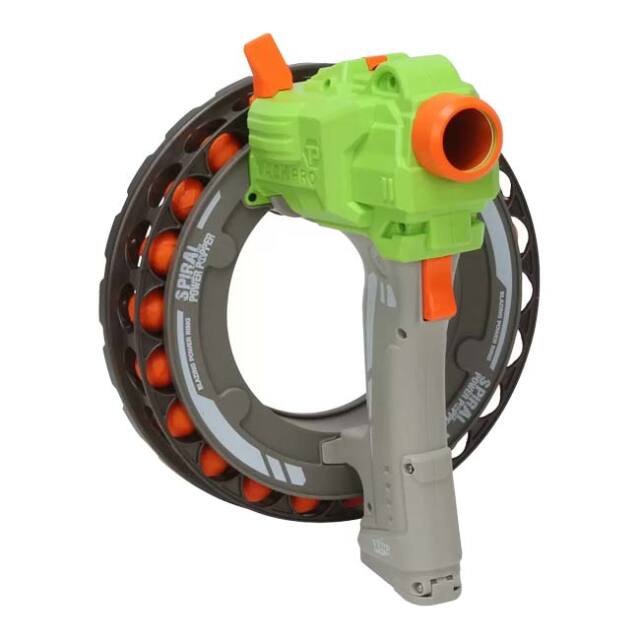 ジング(ZiNG) スパイラル パワー ポッパー 弾22発ノンストップ射撃 ガントレット型銃 32球付属 QQ コストコ 74744 グリーン×オレンジ(25y10m)