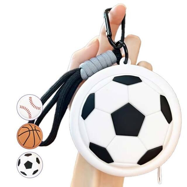 【可愛いボール型の小物入れ】 ボール型 ファスナー付きポーチ シリコン製 小物入れ 小銭入れ アクセサリポーチ カラビナ付き TE939966(26y3m)