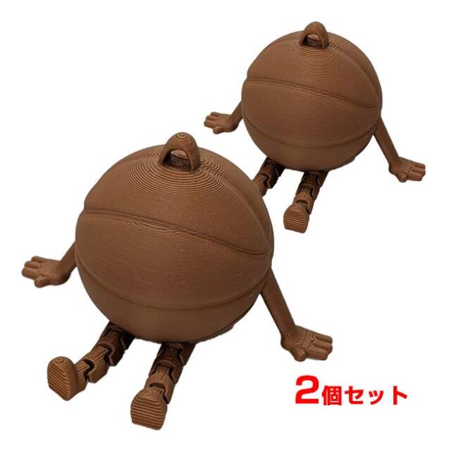 ボールマスコット バスケットボール デスクトップオーナメント 2個組 おすわり キーホルダー TE939967 ブラウン(26y2m)