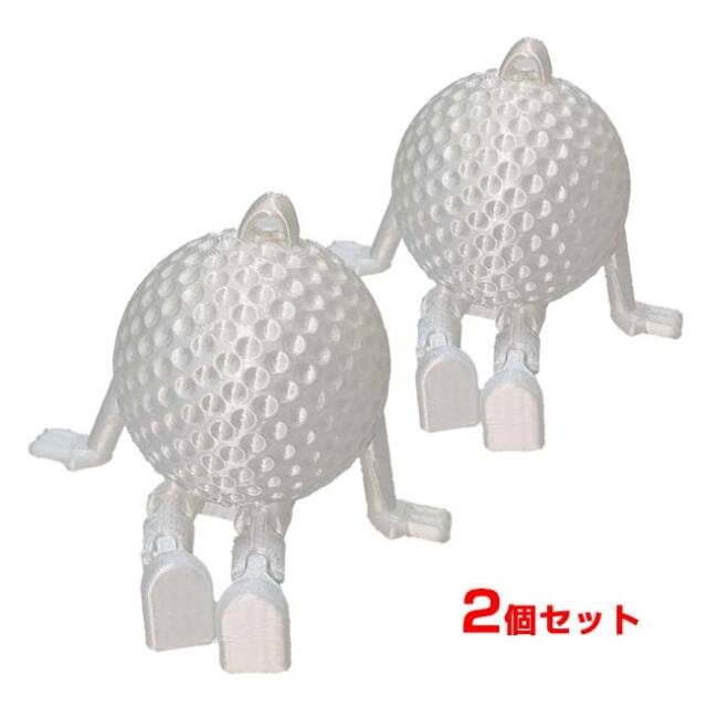 ボールマスコット ゴルフボール デスクトップオーナメント 2個組 おすわり キーホルダー TE939968 ホワイト(26y2m)