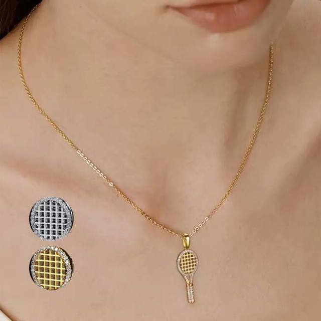【プレゼントにも最適♪】 テニスラケットネックレス ペンダント テニスアクセサリ ラケットチャーム TE939980(25y1m)