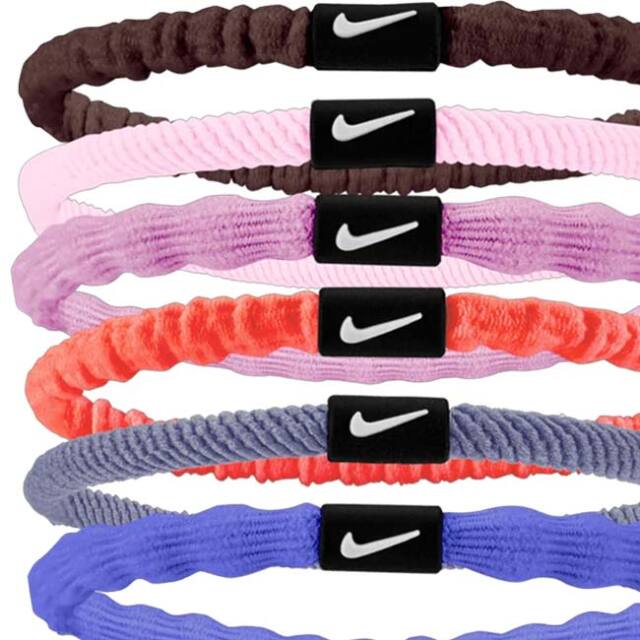 beckaz同梱セット　NIKE　ヘッドタイ　白緑＆ピンクパープル ナイキ(NIKE) FLEX フレックス ヘアタイ ヘアゴム 色違い6本組 BN2085