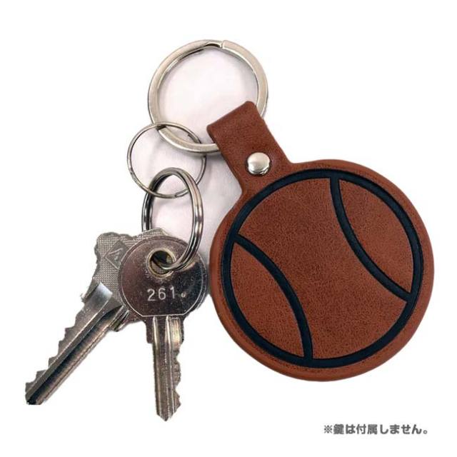 【テニス愛をアピールしよう！】【プレゼントにも♪】RACQUET INC(ラケットインク) レザー テニスボール キーチェーン キーリング PITG171 ブラウン(25y9m)