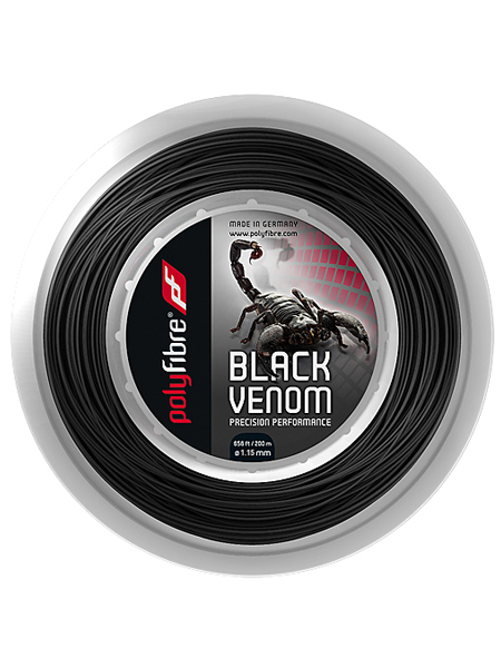 ポリファイバー ブラックヴェノム(1.15／1.20／1.25／1.30mm) 200Mロール 硬式テニス ポリエステル ガットPolyfibre Black Venom (1.15／1.20／1.25／1.30)200ｍ roll strings ブラックベノム