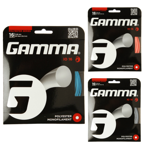 【パッケージ品】ガンマ io (18／1.18mm 17／1.23mm  16／1.28mm) 硬式テニスガット  ポリエステルガット Gamma io(16／17／18)strings
