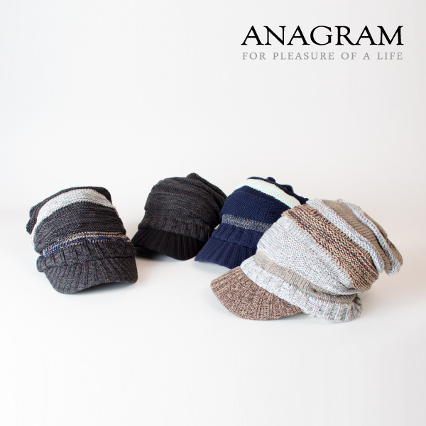 (アナグラム) ANAGRAM クレイジーつば付きニット帽 ニットキャスケット ニットキャップ ツバ付きニット 帽子 小顔効果