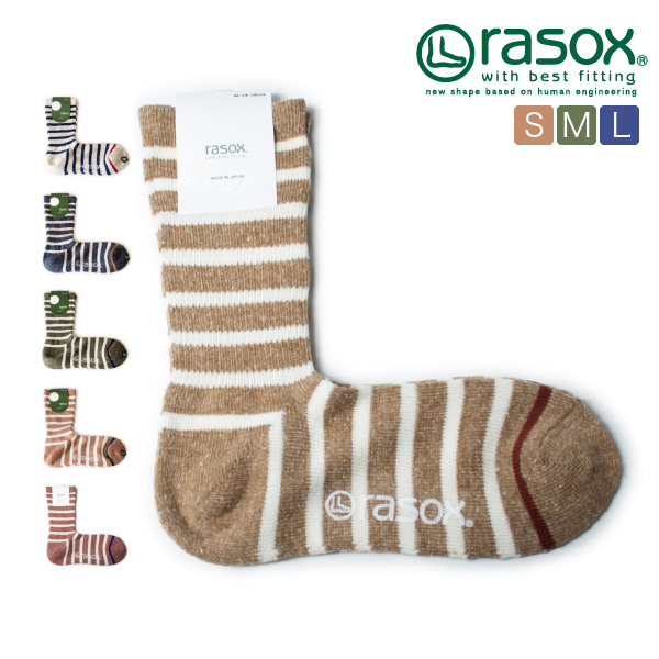 (ラソックス) rasox 靴下 ソックス コットンボーダークルー クルー丈 CA130CR01