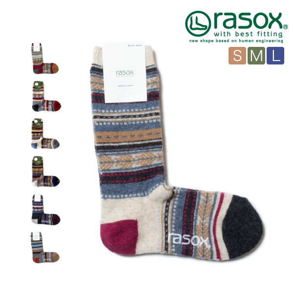 (ラソックス) rasox 靴下 ソックス ジャカードウールクルー L字型 ラソックスジャパン CA132CR04