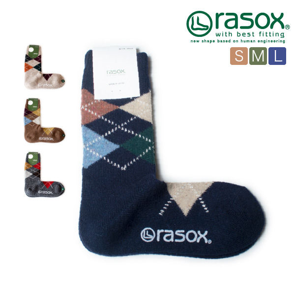 (ラソックス) rasox 靴下 ソックス アーガイルウール クルー丈 CA212CR03