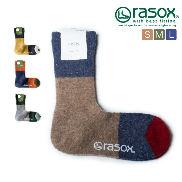 (ラソックス) rasox 靴下 ソックス パネルパターンクルー クルー丈 CA212CR04