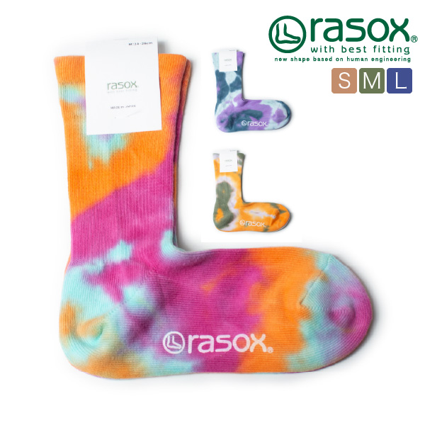 (ラソックス) rasox 靴下 ソックス タイダイ・クルー L字型 CA220CR03