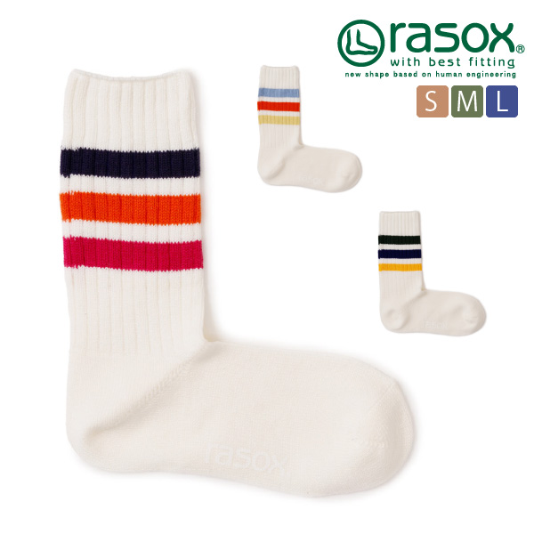 (ラソックス) rasox 靴下 ソックス 3ライン・リブクルー CA230CR01