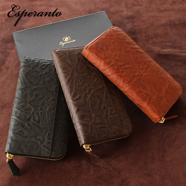 20%OFFクーポン対象 エスペラント esperanto メンズ レディースレザーロングラウンドウォレット 長財布 イタリアレザー ESPERANTO LEATHER ギフトラッピング無料
