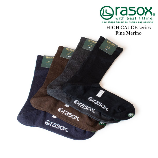 (ラソックス) rasox 靴下 ソックス ファイン・メリノ L字型 クルー丈 ハイゲージ ビジネス フォーマル 日本製 HG210CR02
