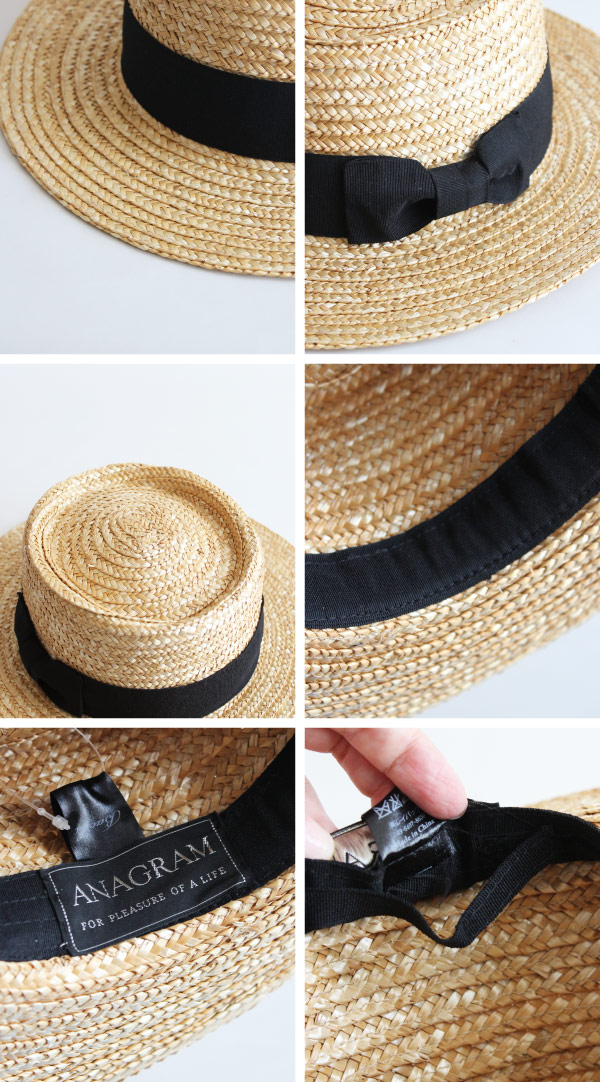 Anagram アナグラム サイズ調整可 麦わら帽子 ストローハット ブレードハット カンカン帽子 紫外線 防止 Uvカット ベージュ メンズ レディース Agm1800