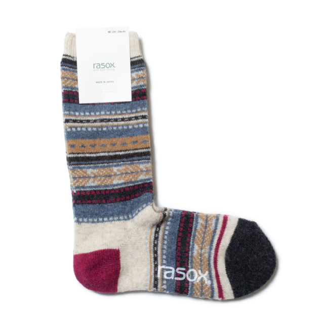 (ラソックス) rasox 靴下 ソックス ジャカードウールクルー L字型 ラソックスジャパン CA132CR04