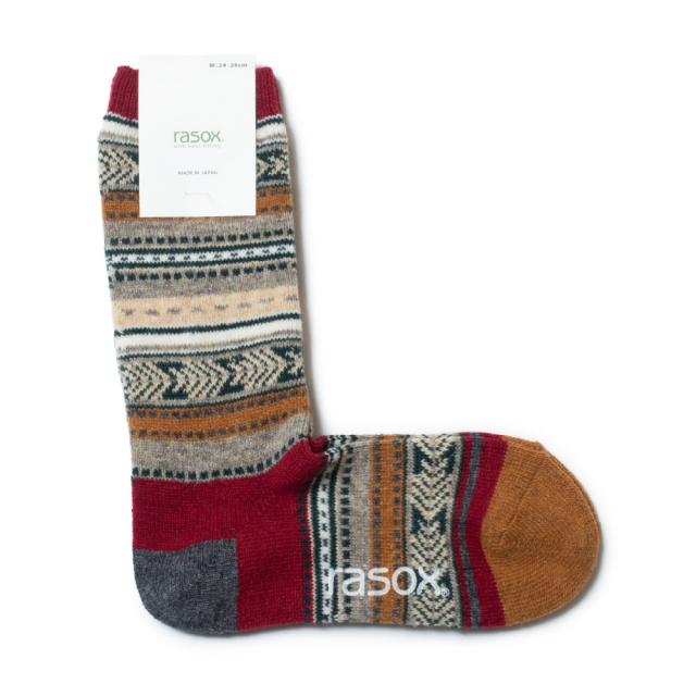 (ラソックス) rasox 靴下 ソックス ジャカードウールクルー L字型 ラソックスジャパン CA132CR04