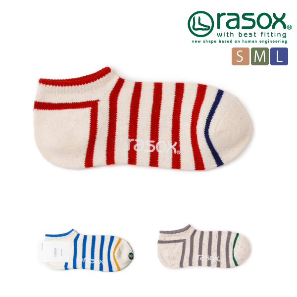 Rasox ラソックス 靴下 ソックス コットンボーダー ロウ アンクル丈 ショート丈 スニーカー丈 レディース メンズ ユニセックス 女性用 男性用 男女兼用 日本製 Ca141sn01