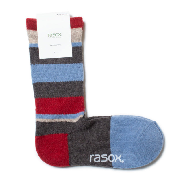 (ラソックス) rasox 靴下 ソックス マルチボーダーウールクルー L字型 ラソックスジャパン CA152CR03