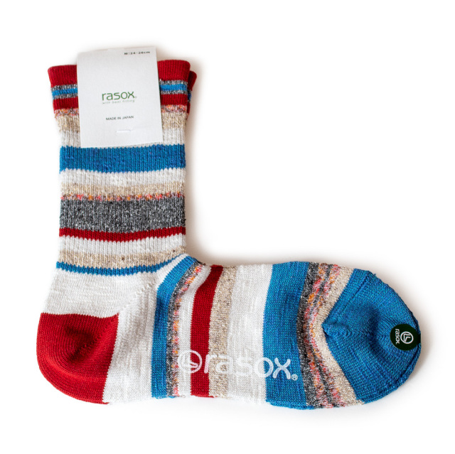 (ラソックス) rasox 靴下 ソックス ネイティブボーダー・クルー L字型 CA220CR01