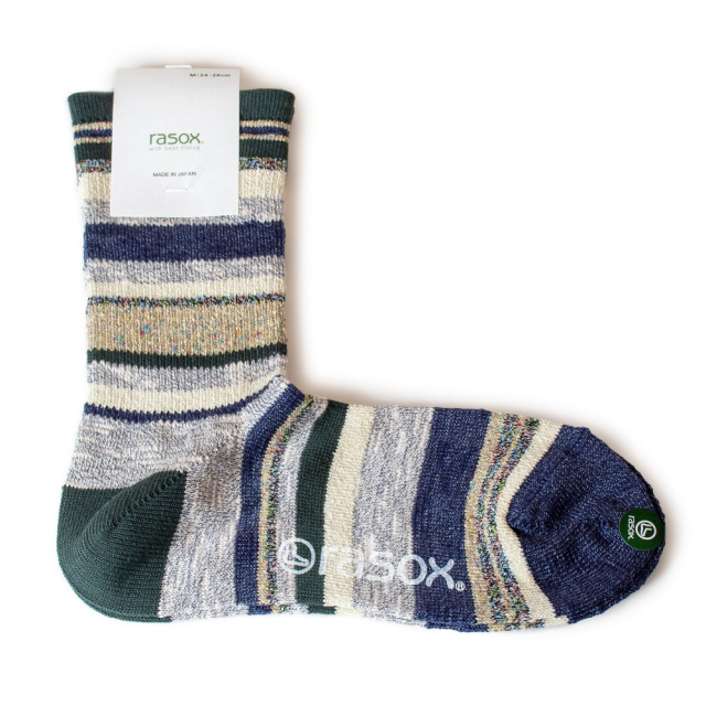 (ラソックス) rasox 靴下 ソックス ネイティブボーダー・クルー L字型 CA220CR01