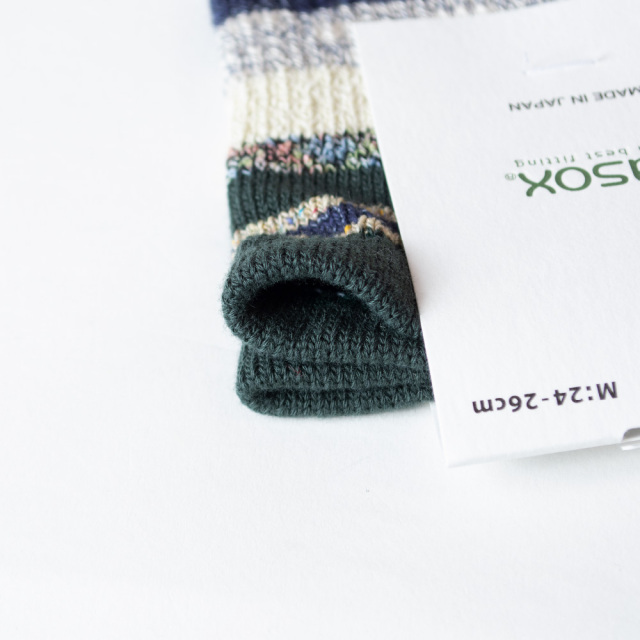 (ラソックス) rasox 靴下 ソックス ネイティブボーダー・クルー L字型 CA220CR01