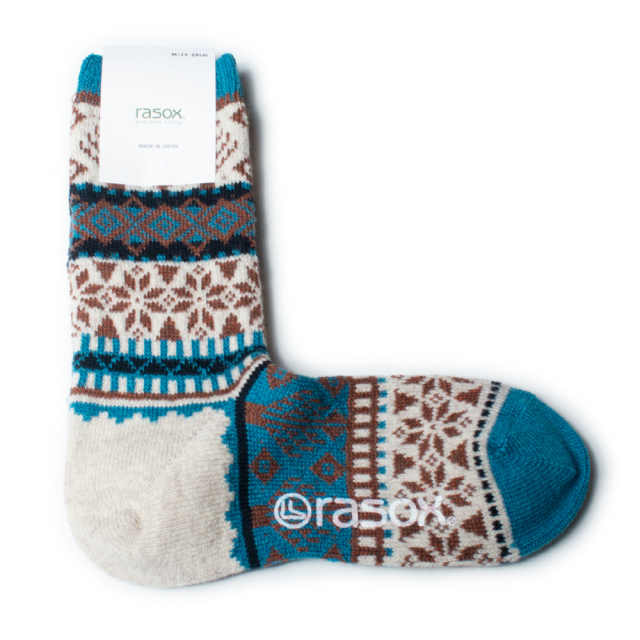 (ラソックス) rasox 靴下 ソックス スノージャカード・クルー L字型 ラソックスジャパン CA222CR03