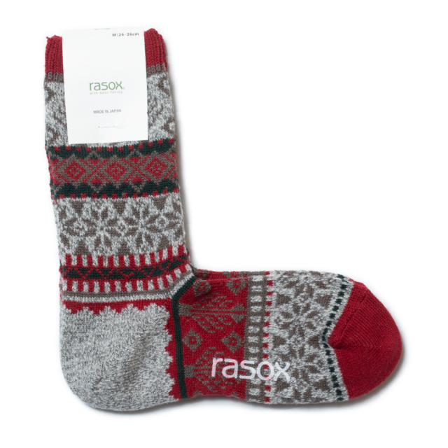 (ラソックス) rasox 靴下 ソックス スノージャカード・クルー L字型 ラソックスジャパン CA222CR03