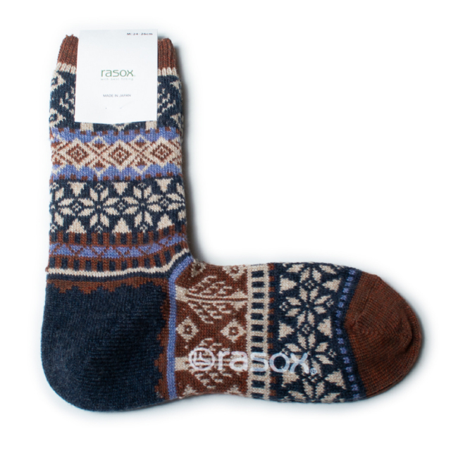 (ラソックス) rasox 靴下 ソックス スノージャカード・クルー L字型 ラソックスジャパン CA222CR03