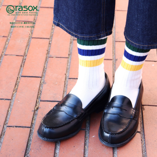 (ラソックス) rasox 靴下 ソックス 3ライン・リブクルー CA230CR01