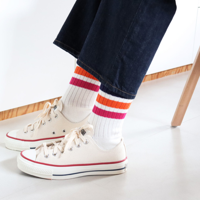 (ラソックス) rasox 靴下 ソックス 3ライン・リブクルー CA230CR01