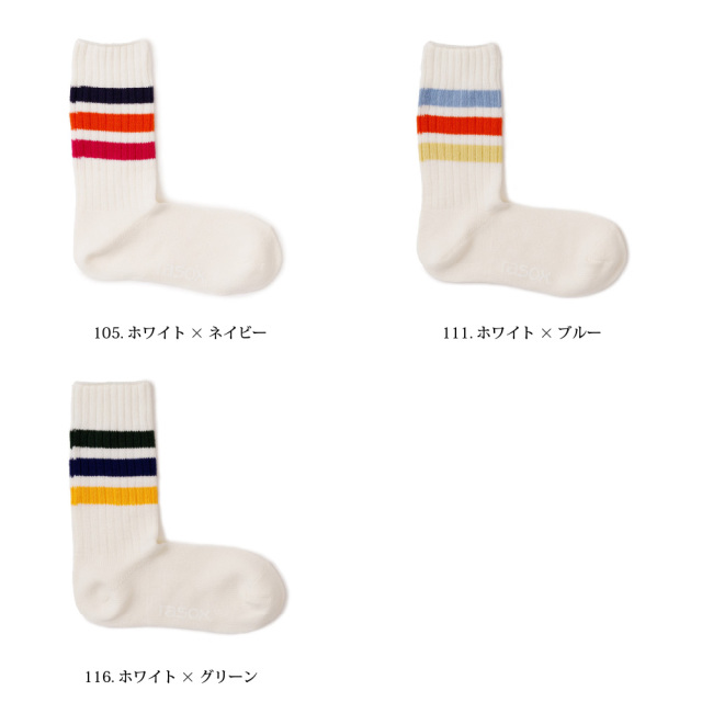 (ラソックス) rasox 靴下 ソックス 3ライン・リブクルー CA230CR01