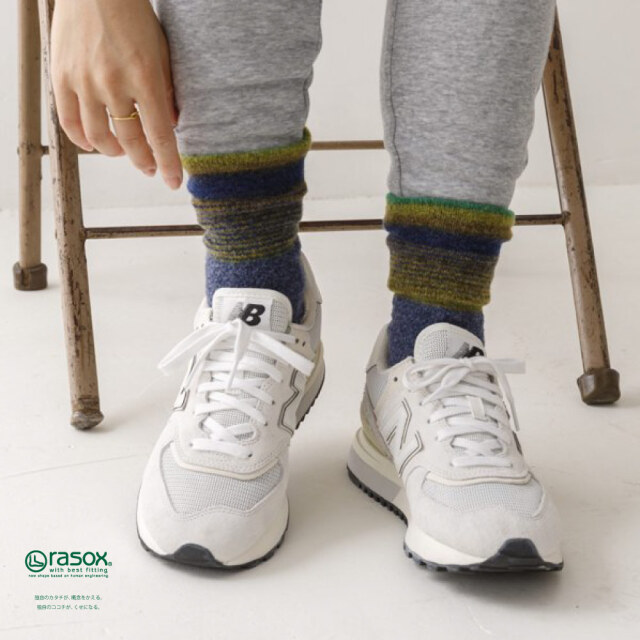 (ラソックス) rasox 靴下 ソックス グラデパネル・クルー レディース メンズ ユニセックス 女性用 男性用 男女兼用 日本製 CA232CR01