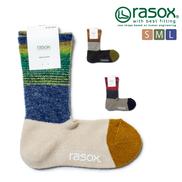 (ラソックス) rasox 靴下 ソックス グラデパネル・クルー レディース メンズ ユニセックス 女性用 男性用 男女兼用 日本製 CA232CR01
