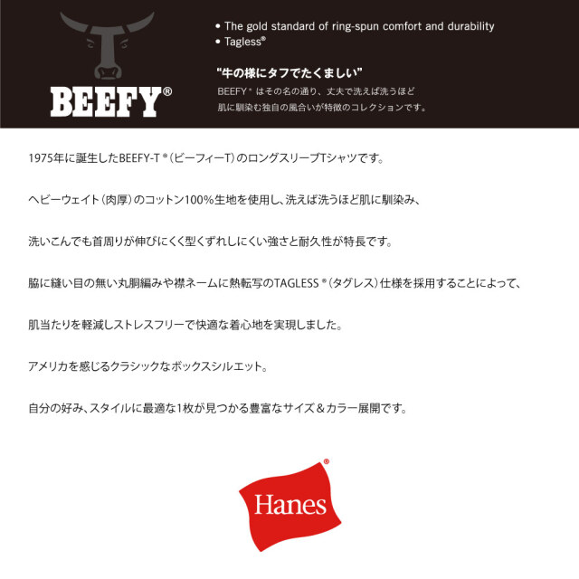 (ヘインズ) Hanes ポケットTシャツ 長袖 ロンT BEEFY-T ビーフィーT ロングスリーブ H5186 メンズ レディース