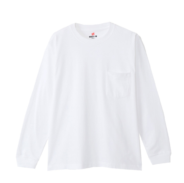 (ヘインズ) Hanes ポケットTシャツ 長袖 ロンT BEEFY-T ビーフィーT ロングスリーブ H5196 メンズ レディース