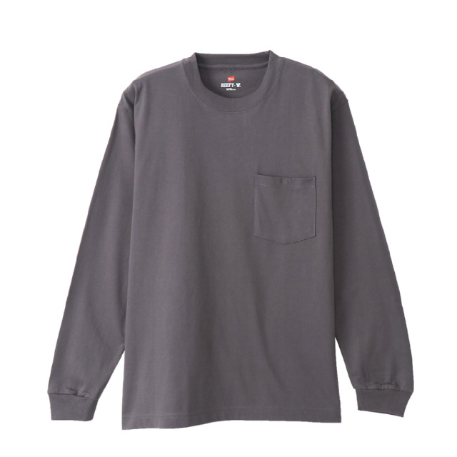(ヘインズ) Hanes ポケットTシャツ 長袖 ロンT BEEFY-T ビーフィーT ロングスリーブ H5196 メンズ レディース