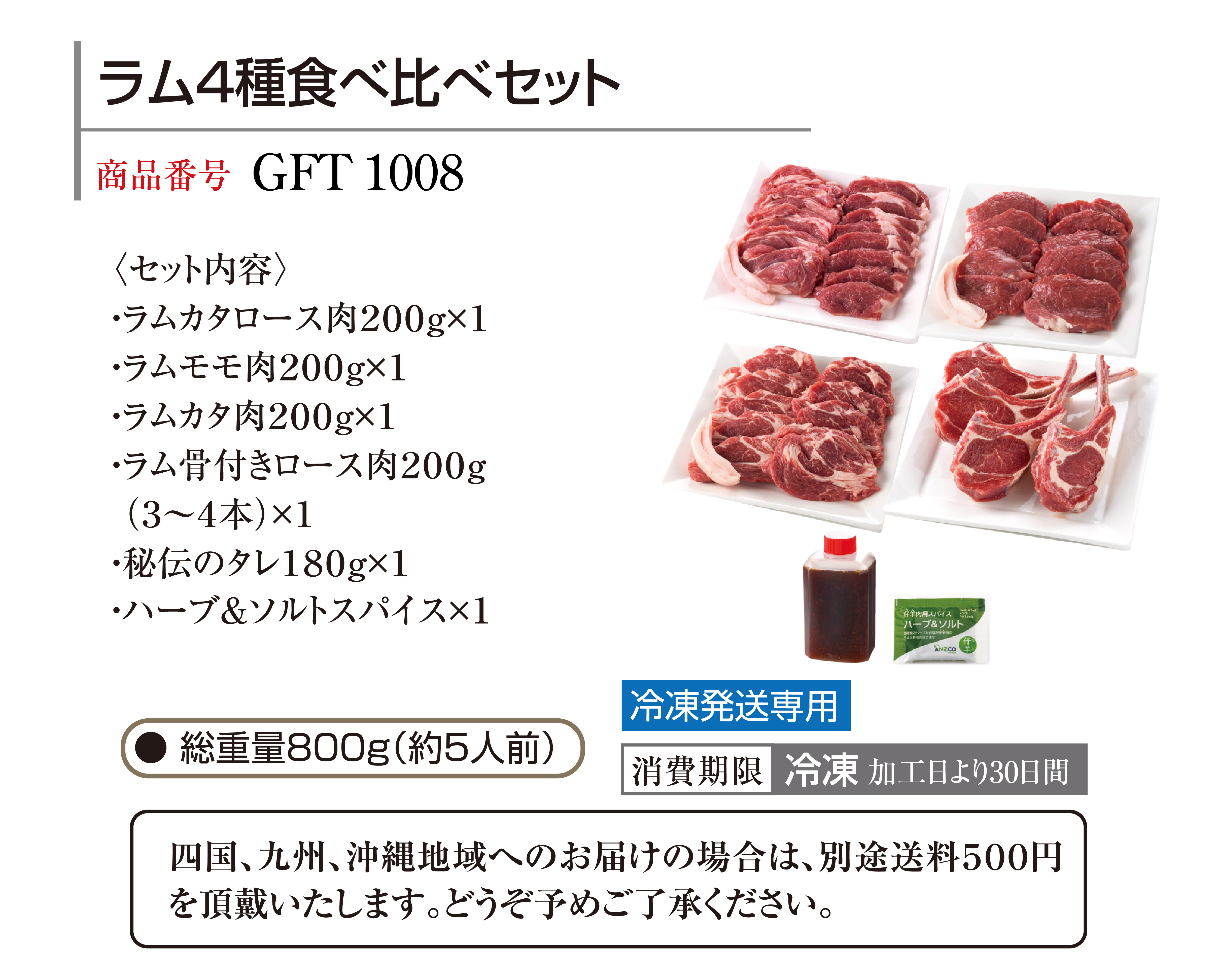 【送料込み】ラム肉4種食べ比べセット