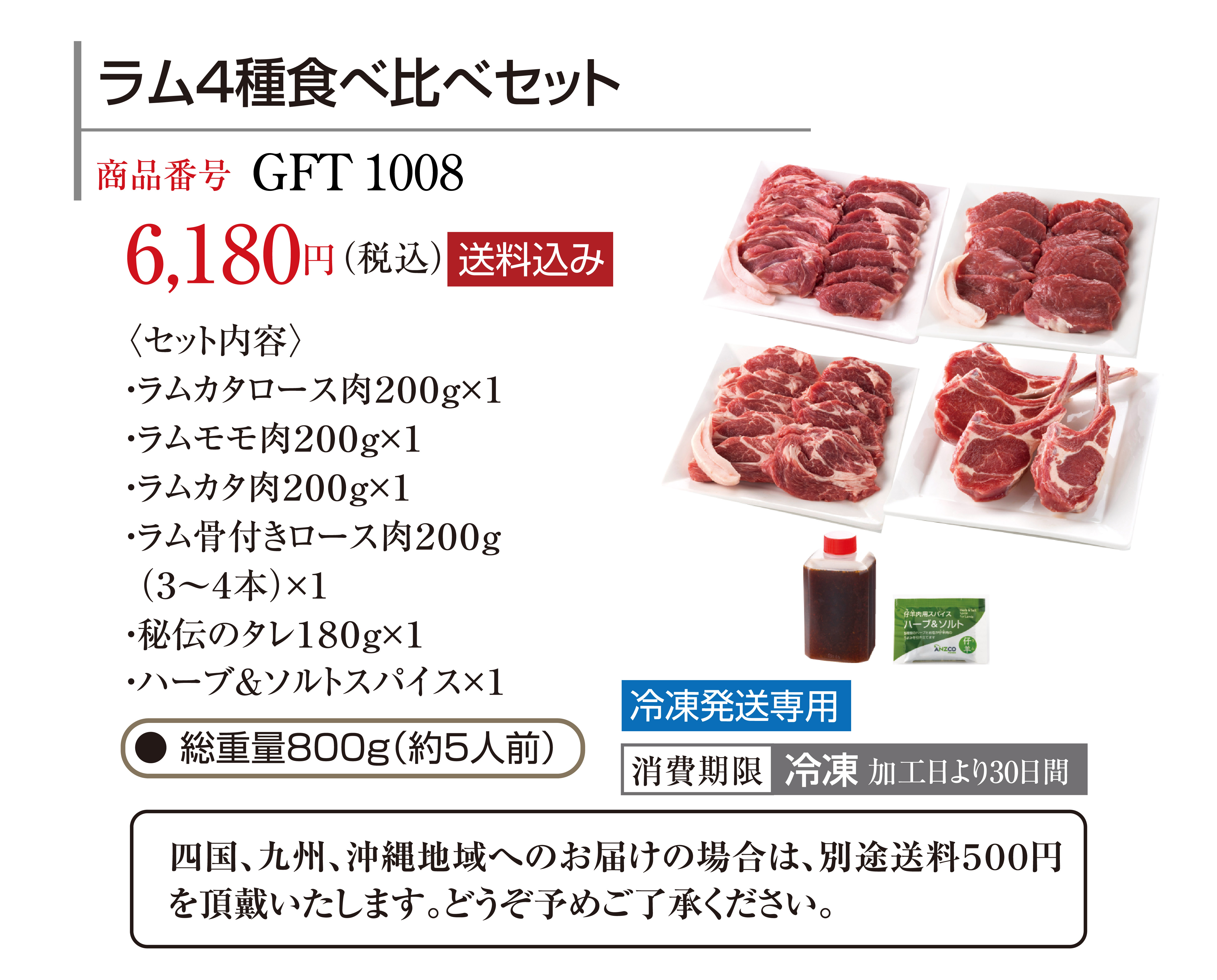 【送料込み】ラム肉4種食べ比べセット