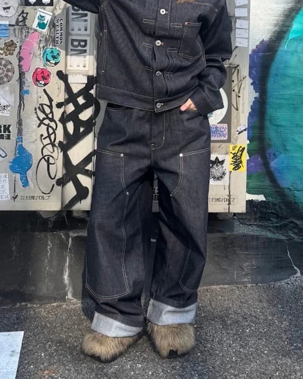 VISION リジットダブルニーデニムパンツ
