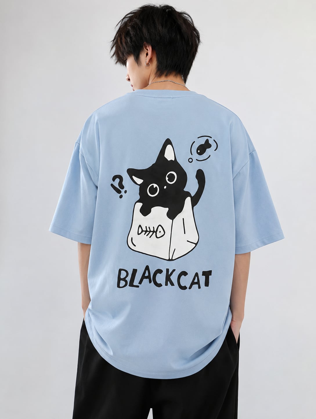 BLACK CAT TEE｜猫Tシャツ,ストリートファッション,黒猫