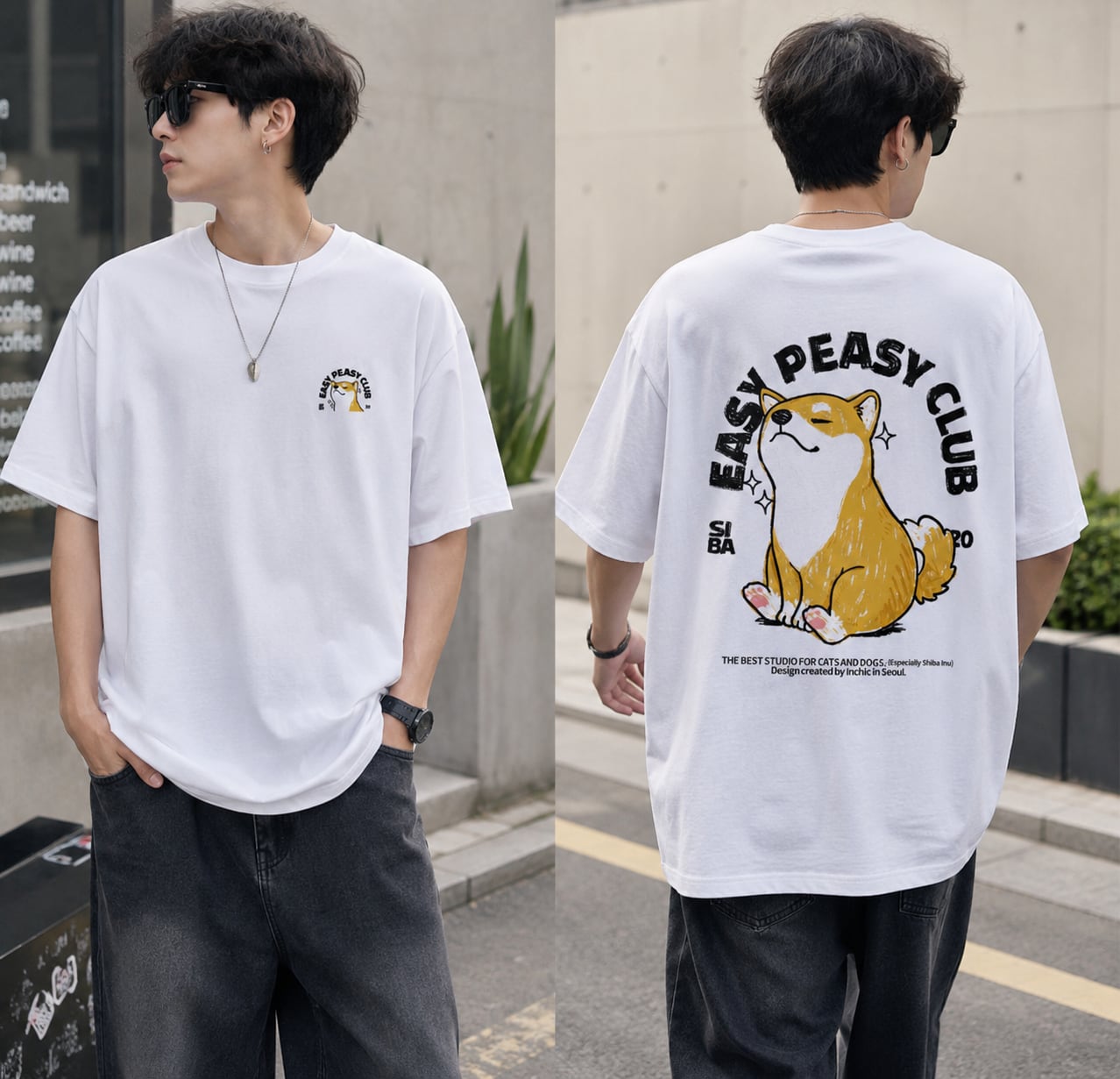 SIBA TEE｜韓国 ストリート 柴犬Tシャツ メンズ レディース