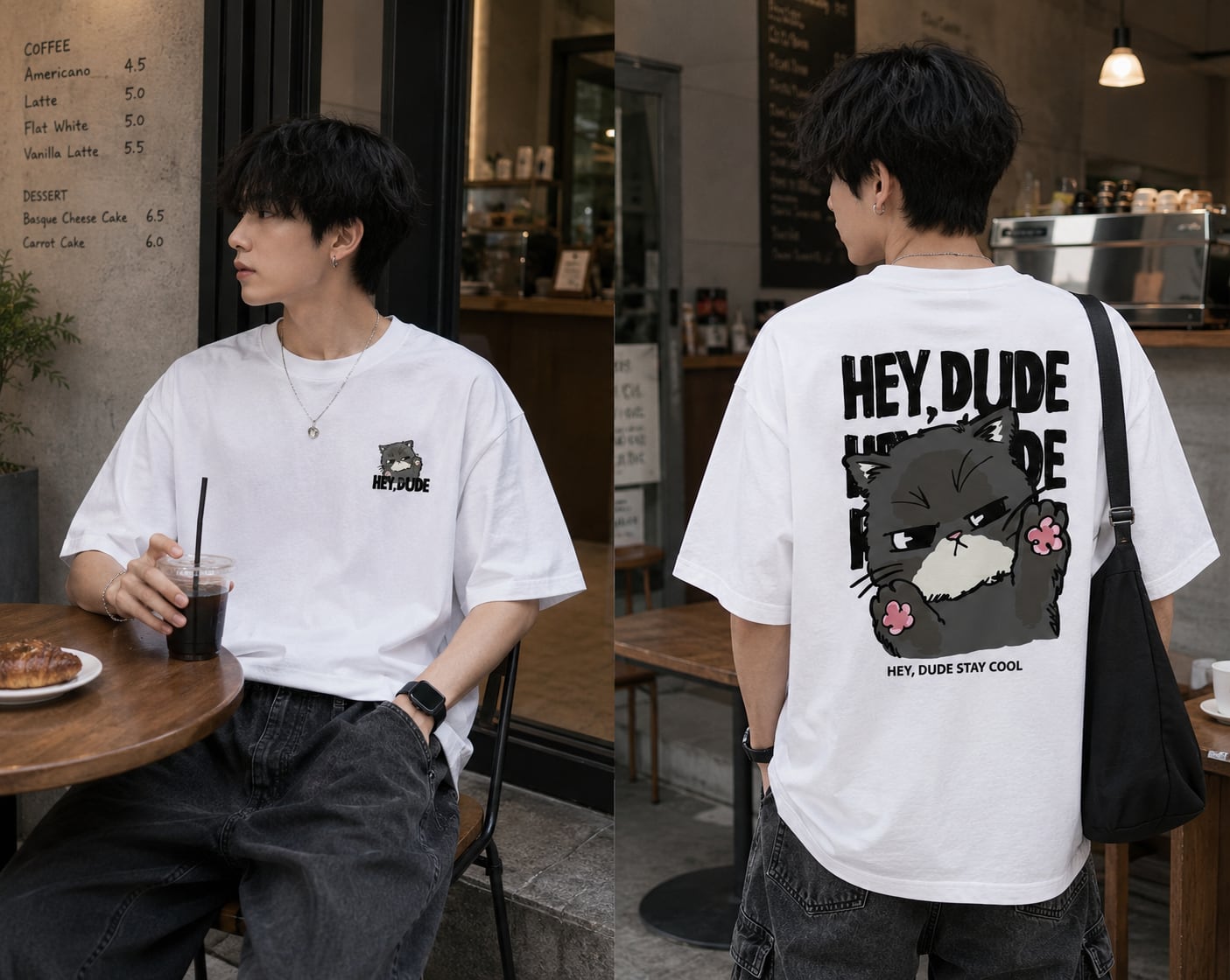 HEY DUDE TEE｜韓国 ストリート Tシャツ メンズ レディース