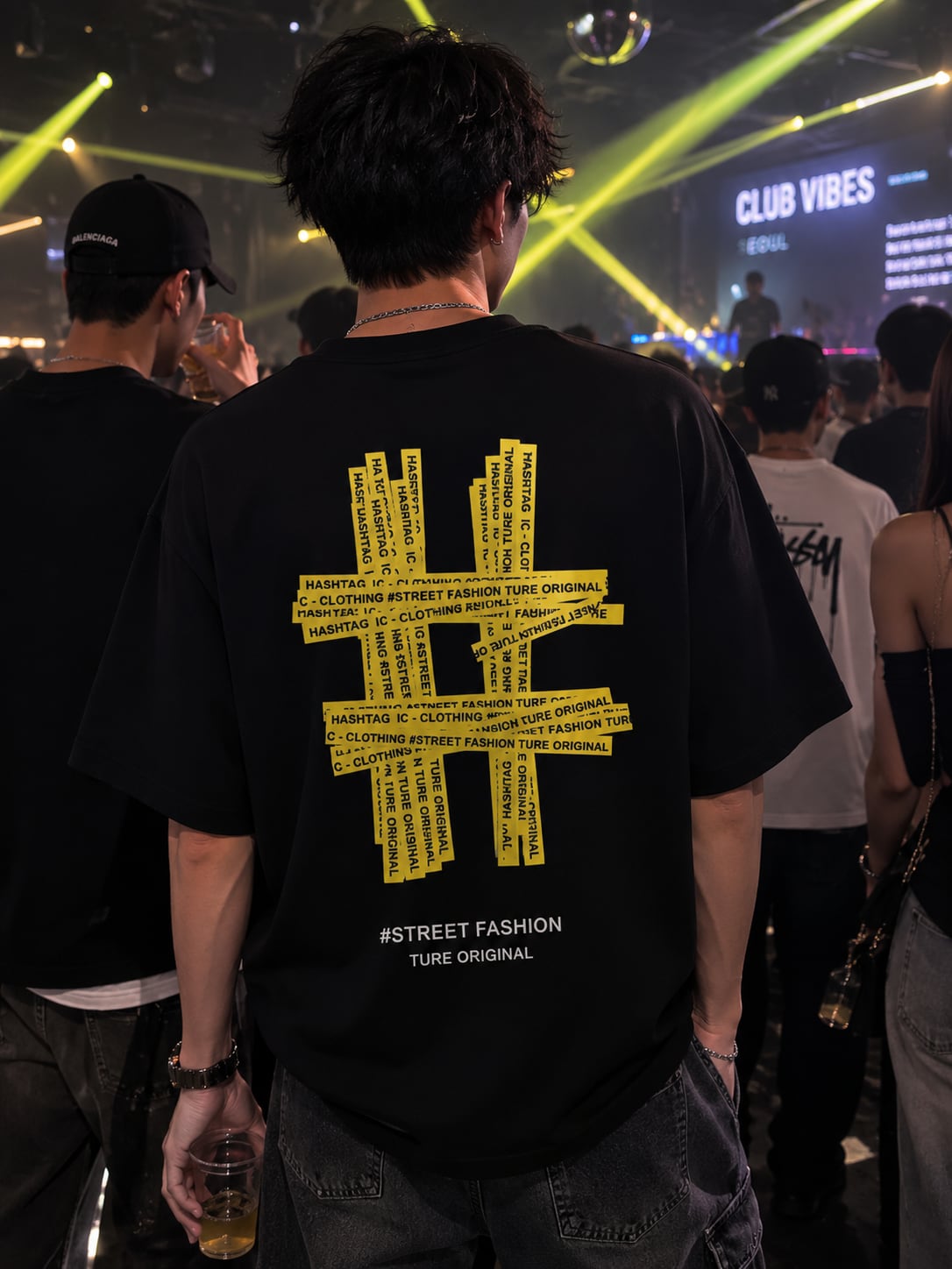 YELLOW TAPE TEE｜韓国 ストリート Tシャツ メンズ レディース