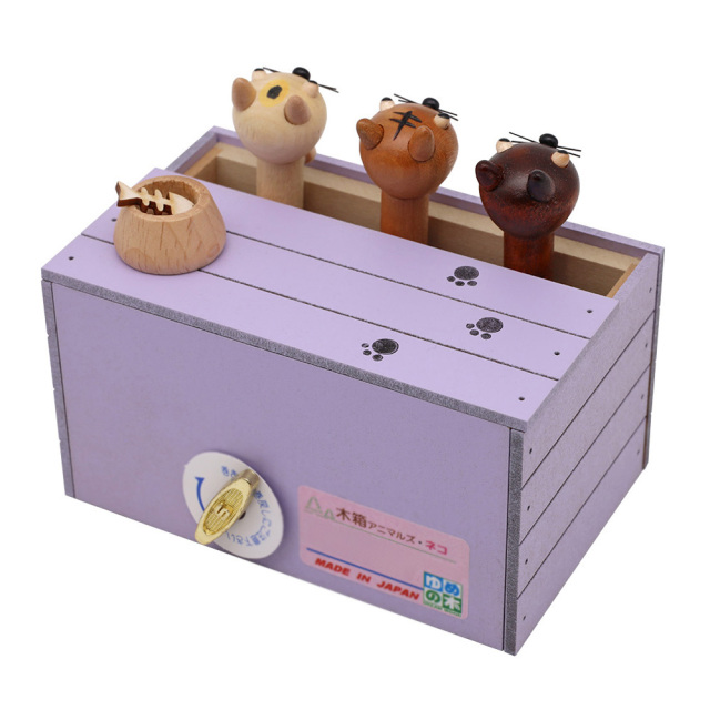 東洋音響 ゆめの木 オルゴール 18弁 TM231-B 木箱アニマルズ 猫
