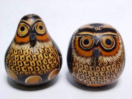 手彫りのひょうたんふくろう置物販売（通販） 南米ペルー雑貨・民芸品