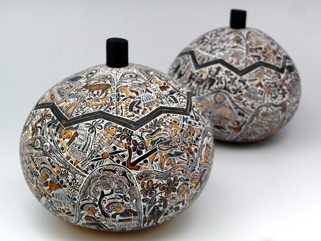 ペルー製ひょうたんアート！ 手彫りひょうたん細工小物入れ販売（通販