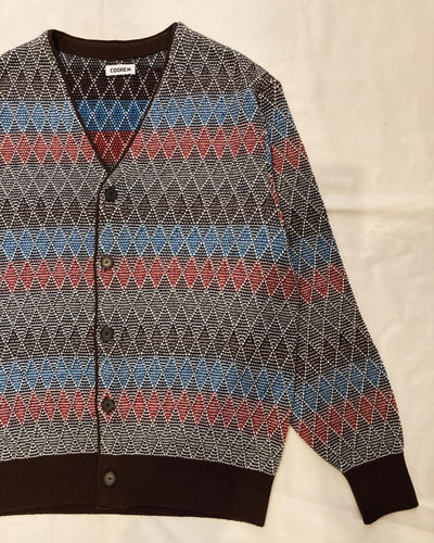 COOHEM (コーヘン) 13-244-004 ARGYLE JACQUARD KNIT CARDIGAN / アーガイル ジャカードニット カーディガン