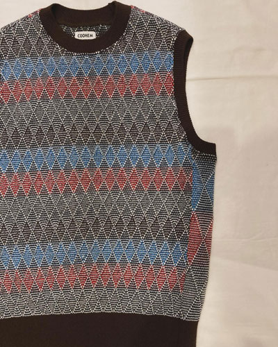 COOHEM (コーヘン) 13-244-005 ARGYLE JACQUARD KNIT VEST / アーガイル ジャカードニット ニットベスト