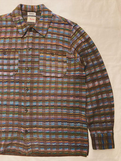 COOHEM (コーヘン) 13-254-003 MULTI KASURI CHECK TWEED SHIRT　絣チェックニットシャツ